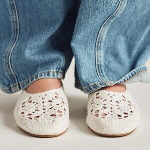 Coconuts Wendy Crochet Flats, soft white.